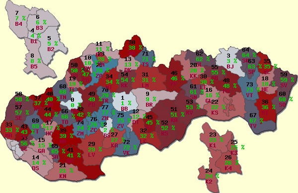 Náhled generované mapy - SK Okresy